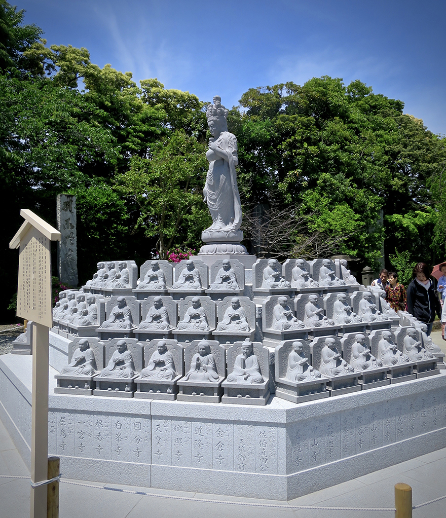 Jizo figures on pilgrimage shortcut at Nishiarai Daishi temple