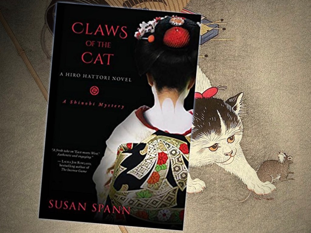 Cover of Claws of the Cat by Susan Spann with cat and mouse ukiyoe print