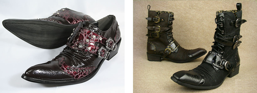 Japanese men's shoes with long pointy toes