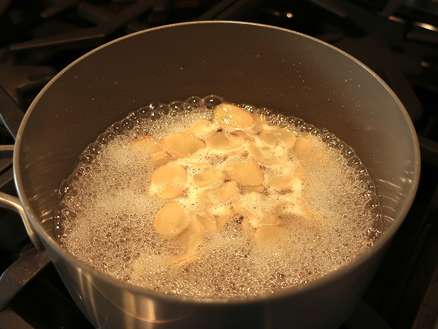 Boiling ginger simple syrup