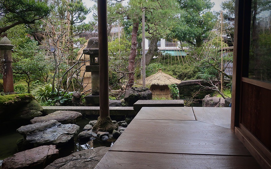 Engawa veranda and garden at the Nomura Samurai Residence in Kanazawa