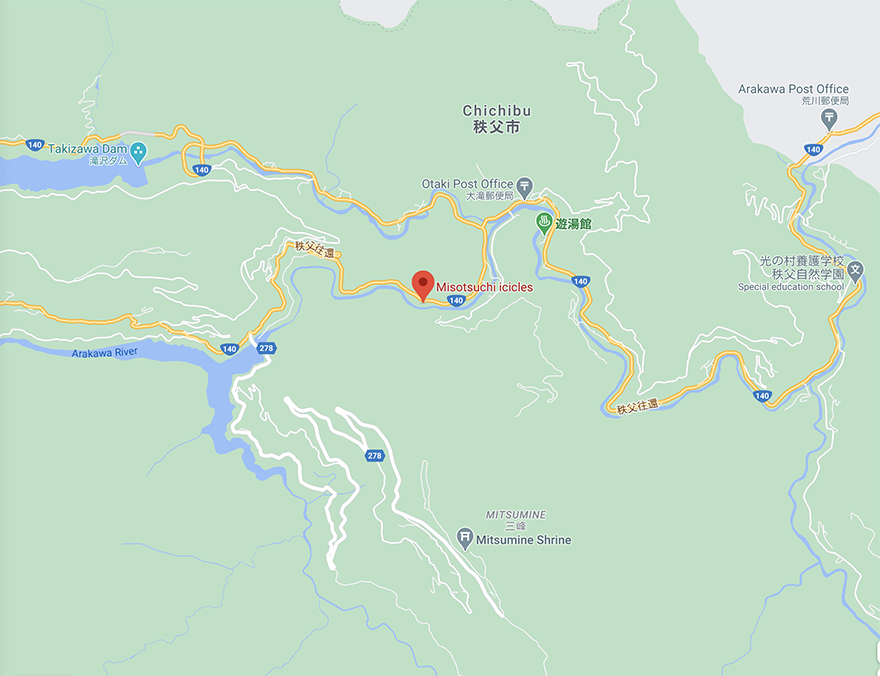 Misotsuchi icicles in Chichibu Saitama map