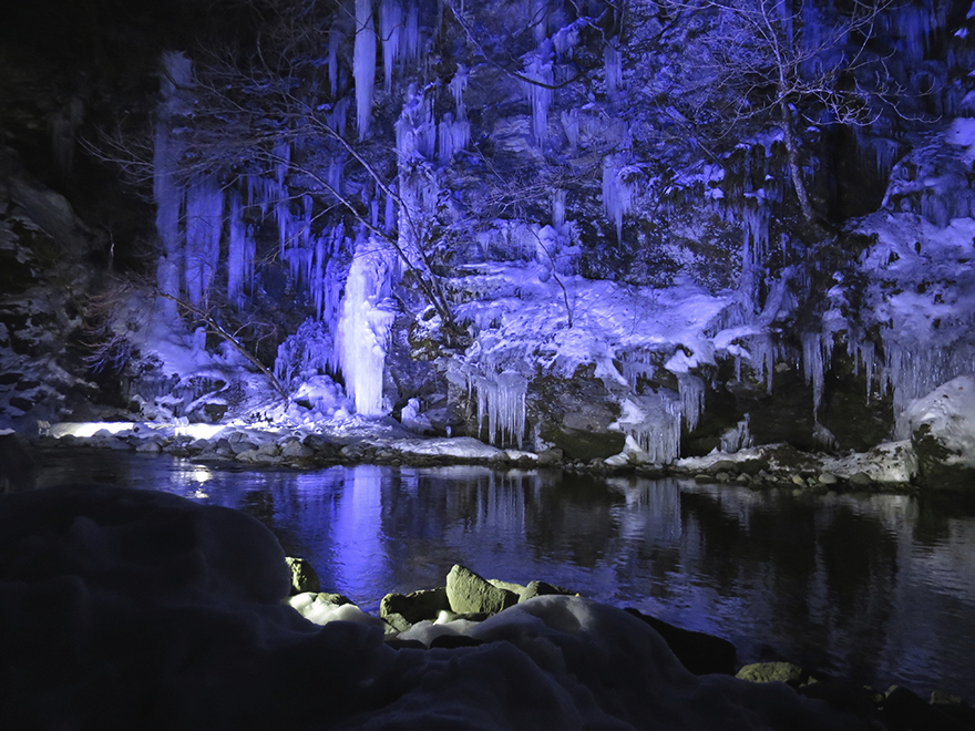 Misotsuchi icicles in Chichibu Saitama lit up at night