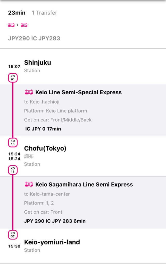 Yomiuriland Jewelluminations train route