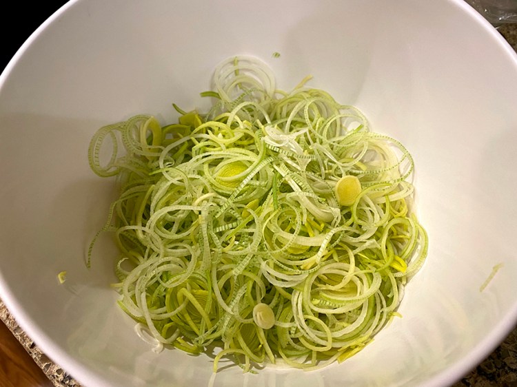 Thin sliced leeks
