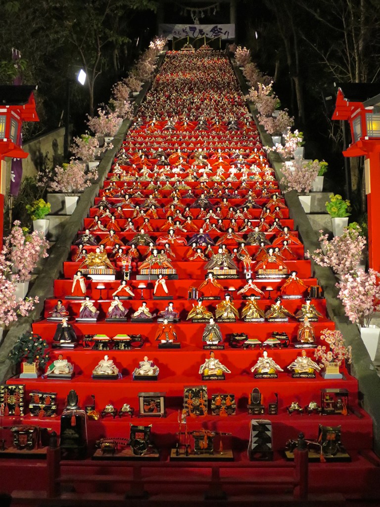 Katsuura Doll Festival hina matsuri thousands of dolls on the steps of the Tomioka Shrine