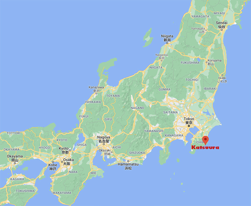 Map showing where Katsuura Japan is