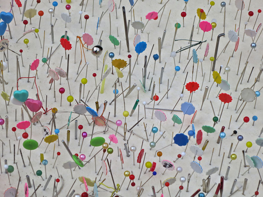 Pins and needles stuck into tofu at harikuyo memorial