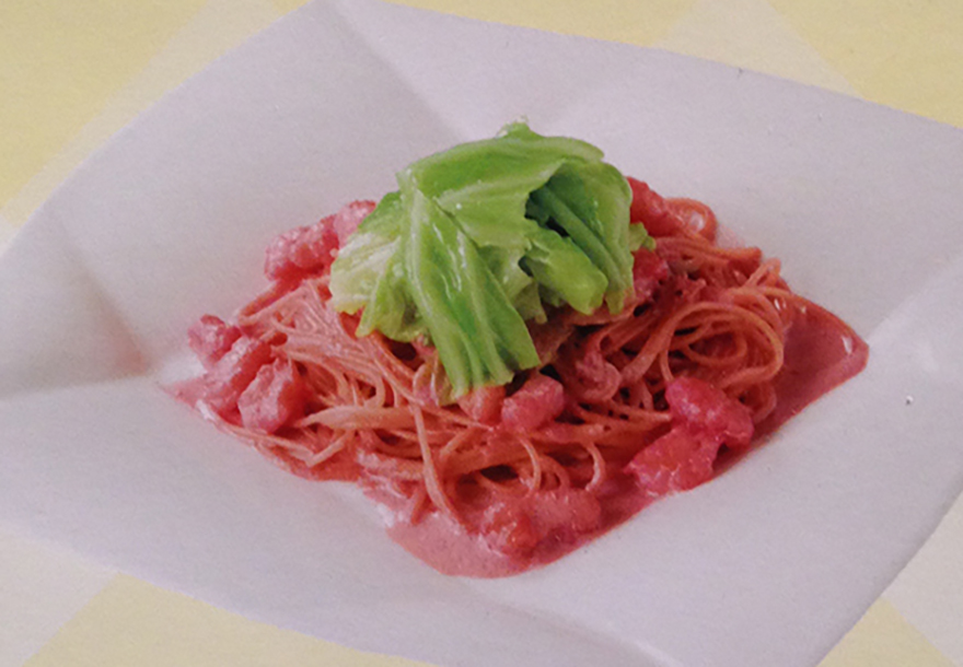 Salad made pink with beets for cherry blossom season