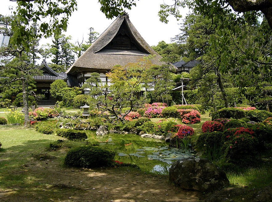 Nichiren temple garden on Sado Island