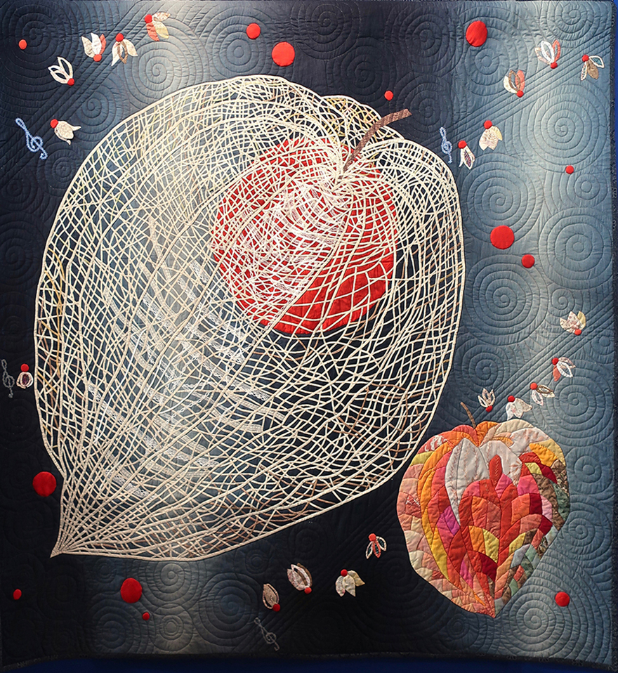 Quilt “Song of the Ground Cherries” by Kazuko Toshida