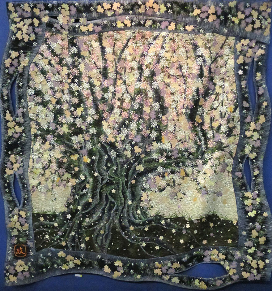 Quilt “Cherry Blossoms” by Masako Sakagami