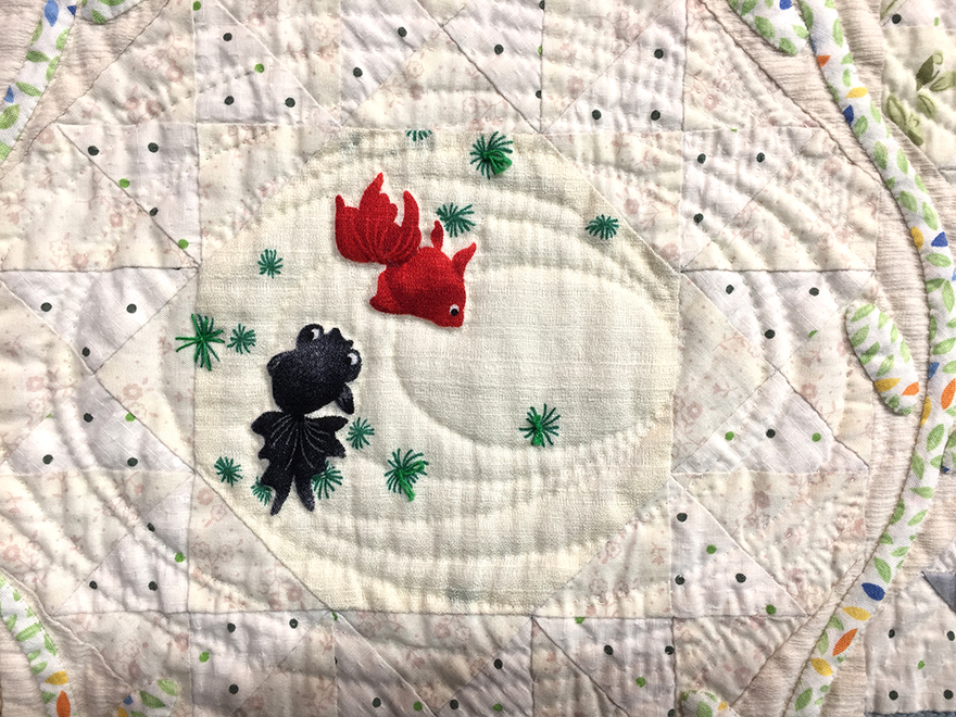 Quilt detail “Goldfish Versus the Fish Net” by Satomi Tominaga