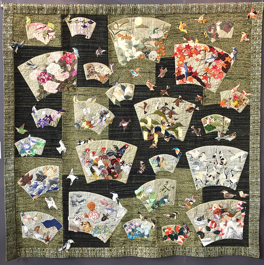 Quilt “Moving Picture: An Homage to Doshokusaie” by Reiko Nakahara