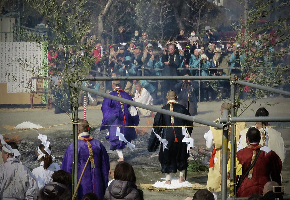 Walking across hot coals at Hiwatari Matsuri at Mt. Takao