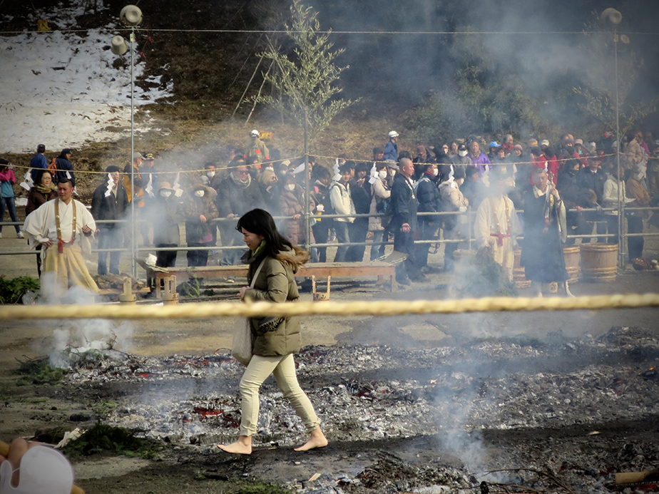 Walking across hot coals at Hiwatari Matsuri at Mt. Takao