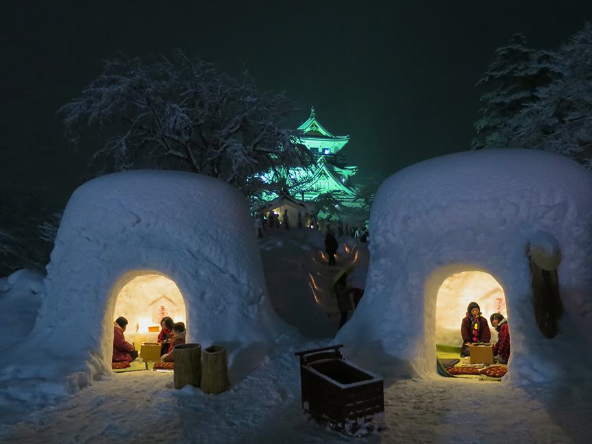 Lighted igloos at the Kamakura Matsuri