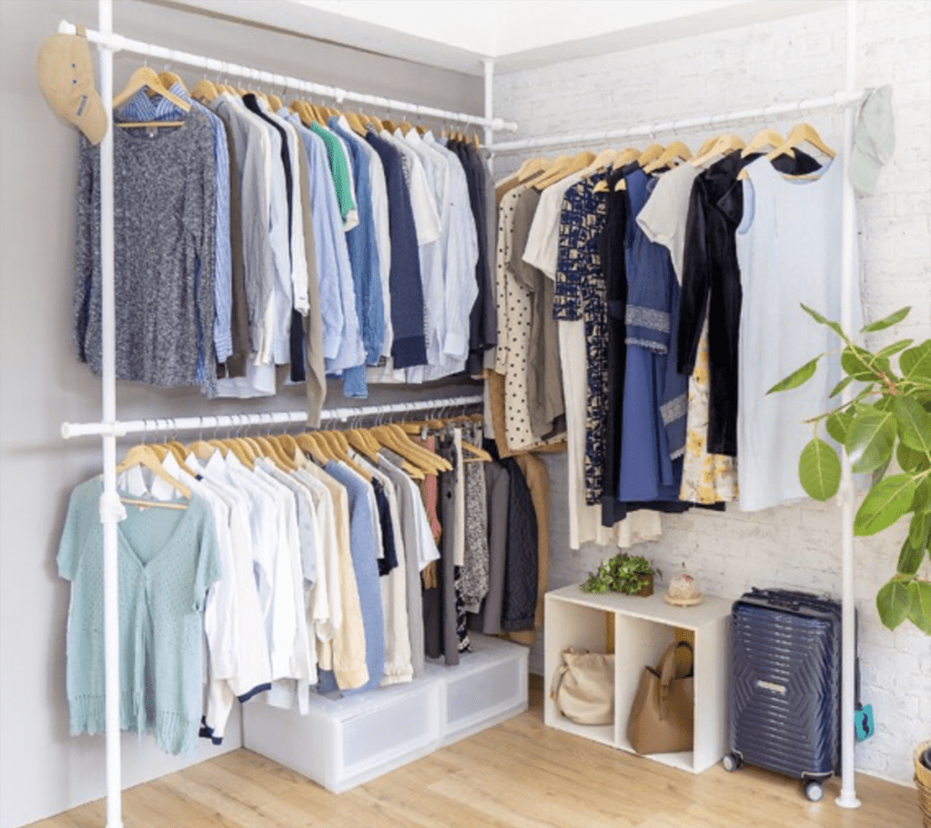 Closet organizer in a Japanese apartment