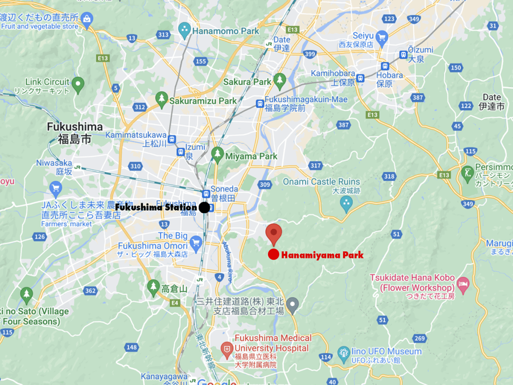 Map showing Hanamiyama Park