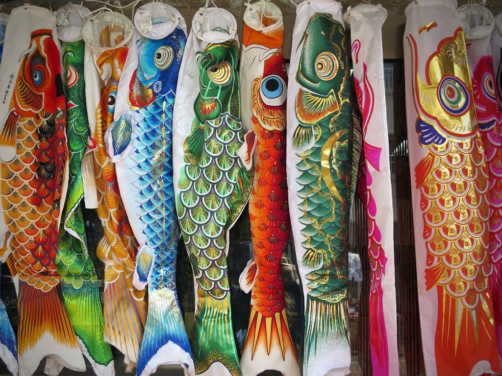 Koi nobori in a shop in Kawagoe