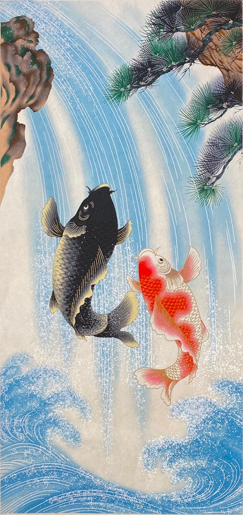Koi nobori woodblock print