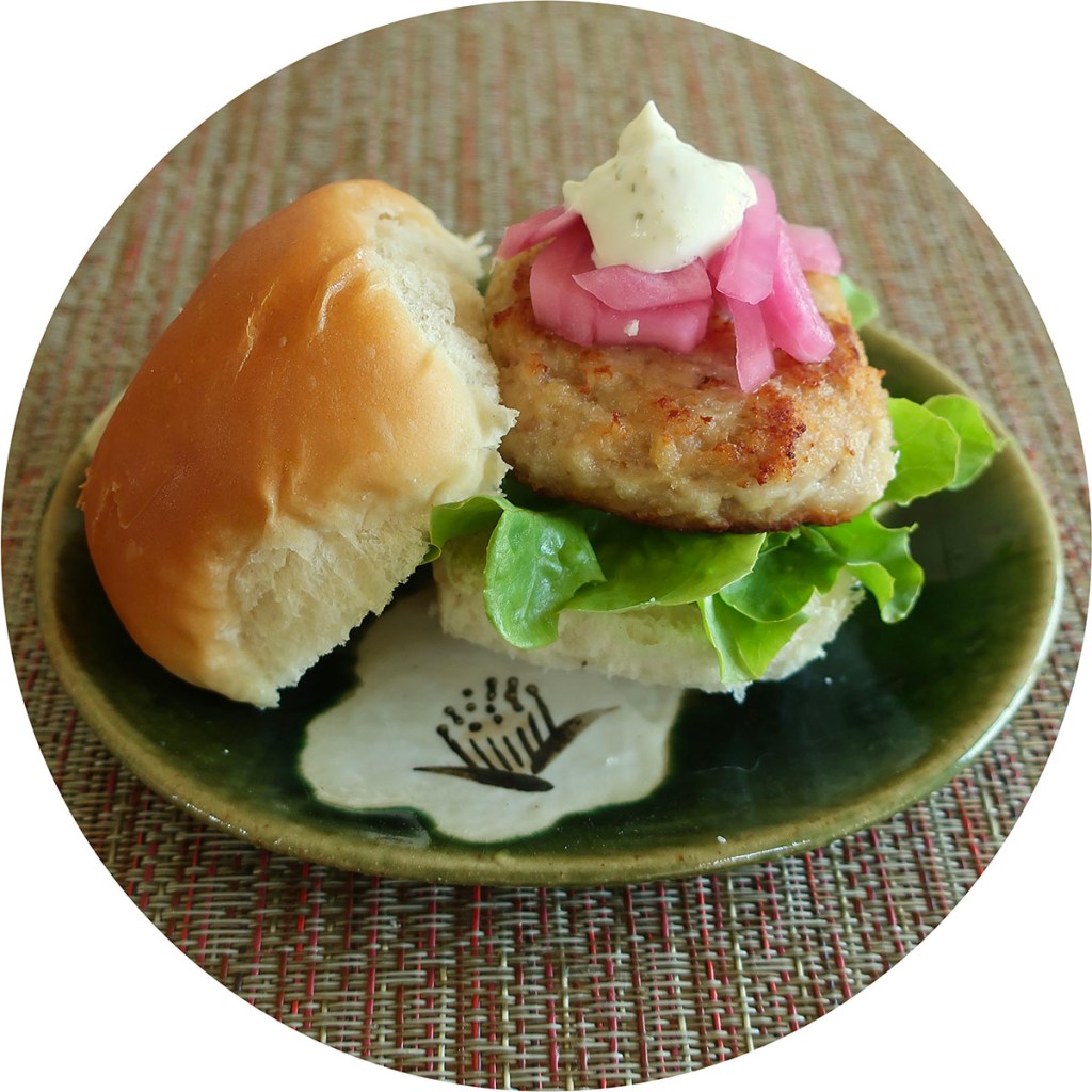 Japanese Chicken Slider with Spicy Mayo and Pink Pickled Onions